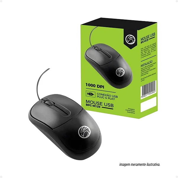 MOUSE USB PRETO BRAZILPC BPC-M129 1000